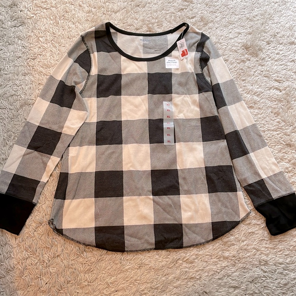 NWT Old navy buffalo plaid check L/S top, size XL
